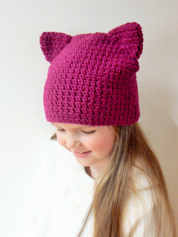 Cat Ears Hat Cat Beanie Pink Cat Hat Crochet Cat Hat Kitty