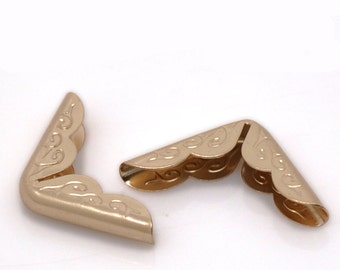 10 Rose Gold Corners - Embossed Metal Corner Protector Tips - 30x21mm - Ships IMMEDIATELY from California - A235