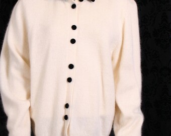 vintage Bryn Connelly ANGORA & LAMBSWOOL SWEATER cardigan bombshell velvet M