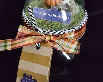 Mason Jar Gift Container--Hand made Diorama for Thanksgiving, Fall