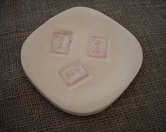 Mahjong Plate - Oriental Dish - Mahjong Pottery - Soap Dish - Beige Mahjong Dish - Mahjong Gift