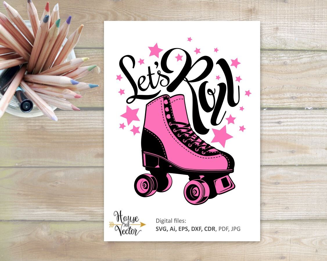 Download Roller skates clipart SVG EPS Ai Dxf cdr. Let's Roll