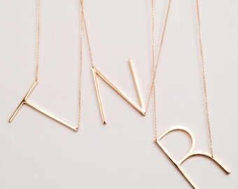 SALE large initial necklace oversized letter alphabet personalized sideways initial oversize letter graduation graduate wedding bridesmaid