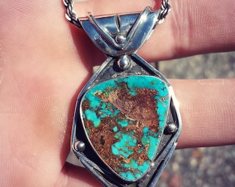 Natural Turquoise Sterling Silver Pendant