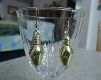 Gold Plastic Christmas Mini Lightbulb Earrings