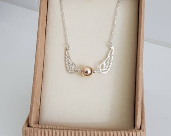 Golden Snitch Inspired Necklace - Sterling Silver/Gold