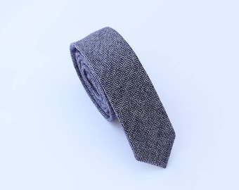 Blue Wool Tie.Blue Herringbone Wool Tie.Mens Blue Skinny Tie. Blue Tie for Wedding.Gift.Prom.
