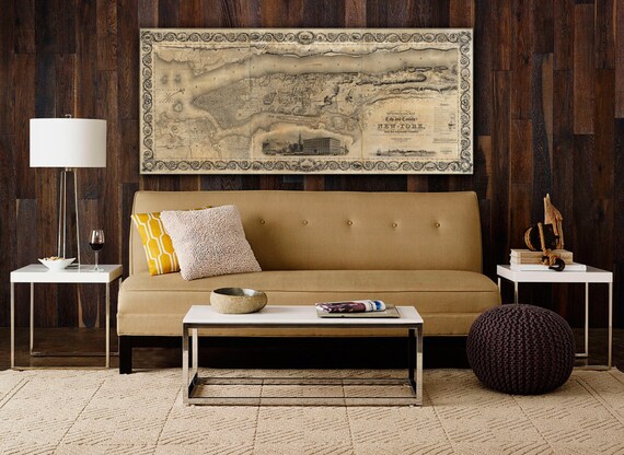 Giant vintage New York City Map Old Antique Restoration Giant vintage New York City Map Old Antique Restoration