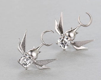 Ear Studs, Sterling Silver, Beetle,Insect,Personality