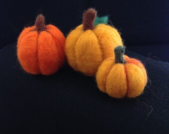 Needle Felted Pumpkins - set of three.