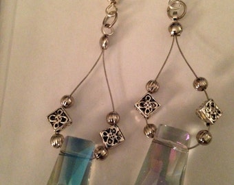 Rectangular Iridescent Dangle Earrings