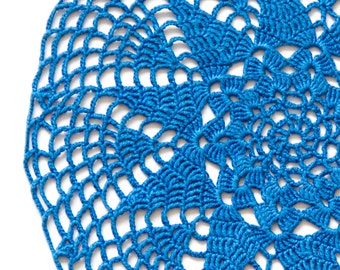 Blue hand dyed Crochet Vintage Doily