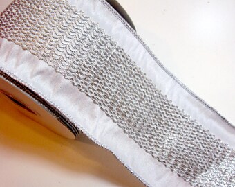 Silver Ribbon, Metallic Silver Wired Fabric Ribbon 4 inches wide x 10 yards, Offray Brand Juniper Ribbon