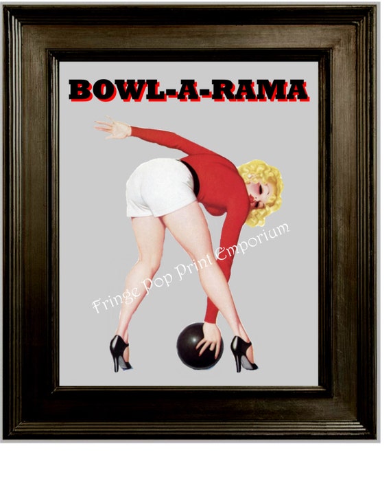 Bowling Pin Up Art Print 8 x 10 Bowlarama Pinup Bowler