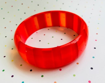 Plastic Lucite Bangle Bracelet, Candy Stripe Bangle