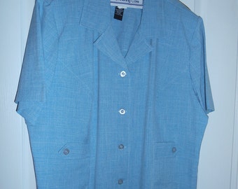 Woman's Pant Suit, Blue 2 piece suit, Plus Size 24, by Nanas Vintage Shop