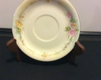 Vintage Handpainted Porcelain GB Shantz Saucer Signed Porcelain Wall Decor Shabby Chic