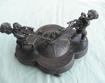 Vintage metal Cherubs base with 8 Point Star Compote base Repurpose Silverplate