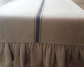 Grain Sack with Black Stripe Table Runner - Weddings, Receptions, Parties, Dining Table, Buffet