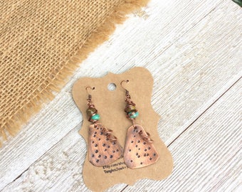 Tribal Copper Earrings, Patina Earrings