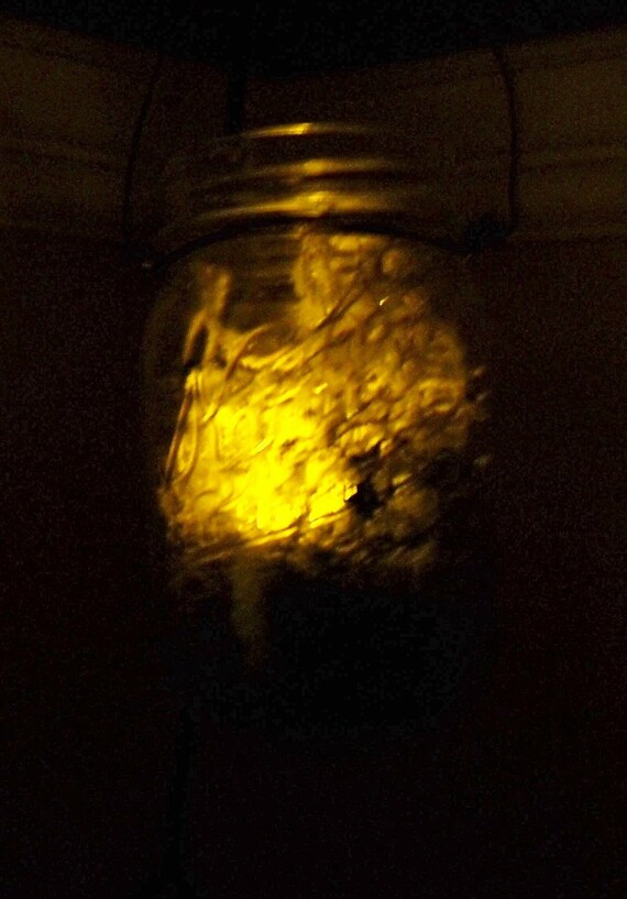 Hanging glow tea light jar