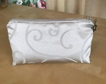 Cosmetic zipper pouch - silver