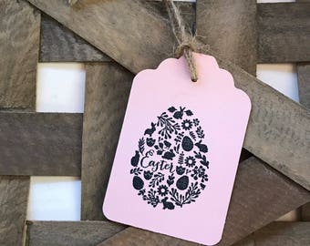 Easter paper tags easter favor tags handstamped tags easter package tags