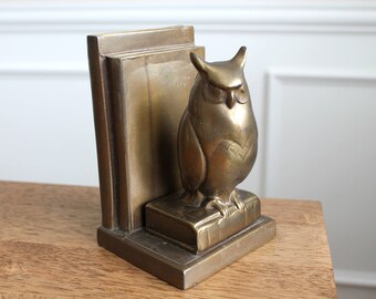Vintage Art Deco 1930s Frankart Inc. Brass Owl Bookend