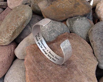 Not a Stepmom, a Bonus Mom. Thank you for always being there. Cuff Bracelet Personalize Me Stepmom Gift Mom Handmade Jewelry