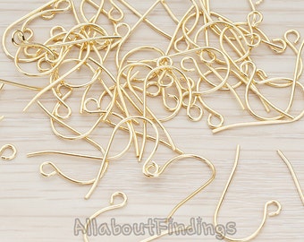 ERG650-G // Glossy Gold Plated French Earwire, 20 Pc