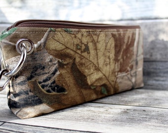 Zipper Pouch Clutch Wallet - Long Wallet - Cell Phone Wallet - Errand Runner - Evening Bag - Real Tree - Camo