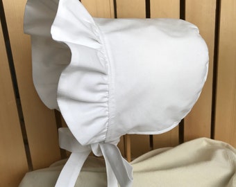 White Baby Bonnet, Country Bonnet, Cotton Baby Bonnet, Baby Hat, Baby Sun Bonnet, Summer Bonnet, Toddler Bonnet, Baby Hat, Handmade Bonnet