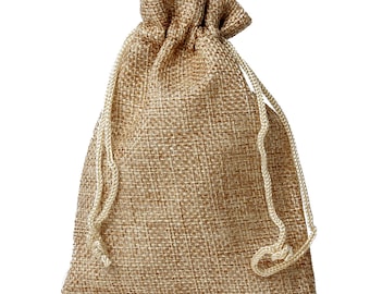 20 Burlap Bags - Tan with Draw Strings - 13x10cm - 5 1/2" x 4" - Ships IMMEDIATELY from California - BAG53-20