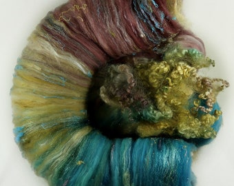 Plum Honey Wild Card Bling Batt for spinning and felting - 4.2 ounces, batt, art batt