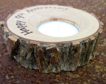 9th Anniversary Candle of Rustic Willow Wood (Also 5th Anniversary or 6th Anniversary )