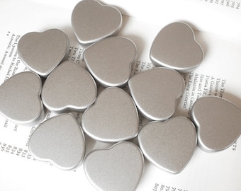 Small Heart Tin, Jewelry Box, Candle Tin, Lip Balm Tin, Blank Silver Color