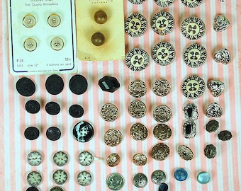 Destash De-stash Lot of at Least 65 Buttons for Crafting Repurposing Some Vintage