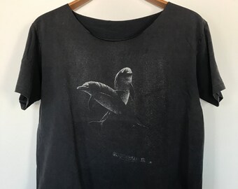 Black Faded Boxy Dolphin Tee Shirt