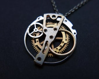 Watch Parts Pendant "Zeta" Cosmic Alien Delicate Beautiful Mechanical Watch Sculpture Necklace Industrial Steampunk Art Mechanical Mind