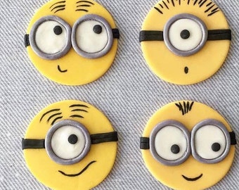 12 Minion Fondant Cupcake Toppers