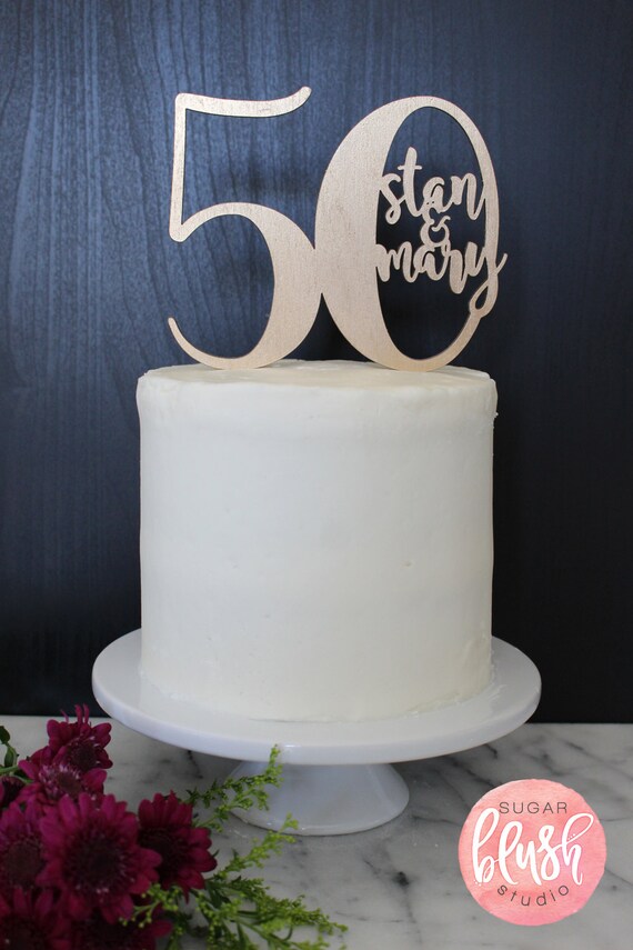 Personalized 50th Anniversary Cake Topper Custom Name