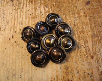 Vintage, Green celluloid Buttons, Set of 9