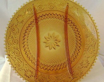 Tiara Indiana Glassware Slotted Relish Tray, Plate or Platter