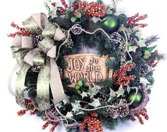 Christmas Wreaths-Holiday Wreaths For Sale-Rustic Christmas Wreath For Door-Evergreen Wreath For Door-Christmas Decor-Holiday Decor