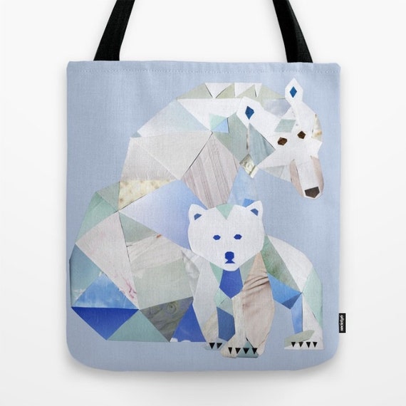 Items similar to Polar Bear Tote Bag, Polar Bear Bag, small diaper bag