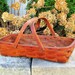 Antique split oak basket, trug with double bentwood handles, gathering basket, primitive basket