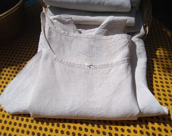 Rustic Victorian 1850's Linen Shirt Red Initials Handmade French Farmhouse Dress Medium Large Primitive Nightgown #3 #SophieLadyDeParis