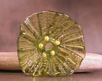 Sculptural Glass Flower Focal Bead Lampwork Flowers, Lampwork Flower Bead, Olive Green, Divine Spark Designs, SRA
