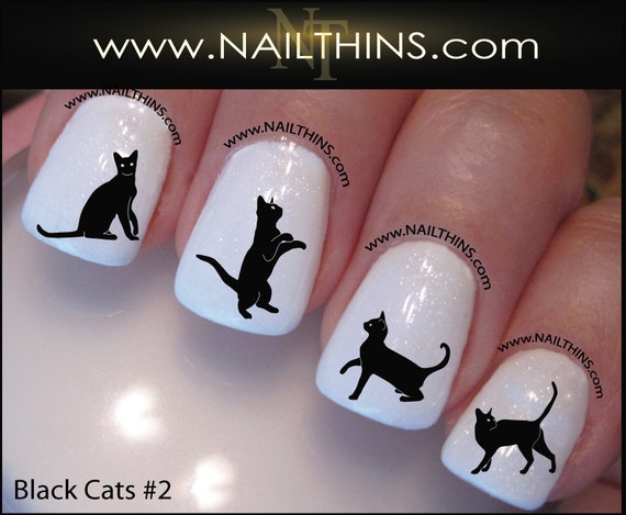 Black Cat Nail Decal Set 2 Kitty Nail Art Nail Designs Like this item? - Black Cat Nail Decal Set 2 Kitty Nail Art Nail Designs