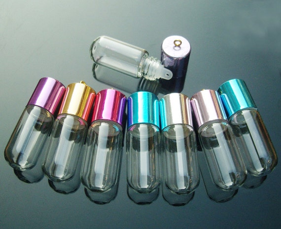 5pcs 36x15mm Round Bottom Glass Bottle With Screw Caprandom